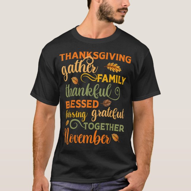 Thankful Grateful Blessed  Thanksgiving Autumn Fal T-Shirt (Vorderseite)