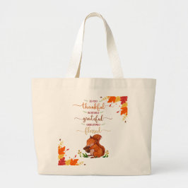 Thankful Grateful Cute Squirrel Fall Theme Tote  Jumbo Stoffbeutel