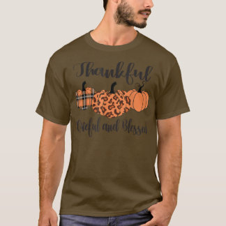 Thankful Grateful Meured Leopard Pumpkin Th T-Shirt