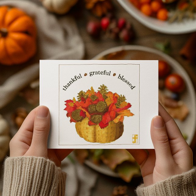 Thankful Grateful Meured Thanksgiving Postkarte (Von Creator hochgeladen)