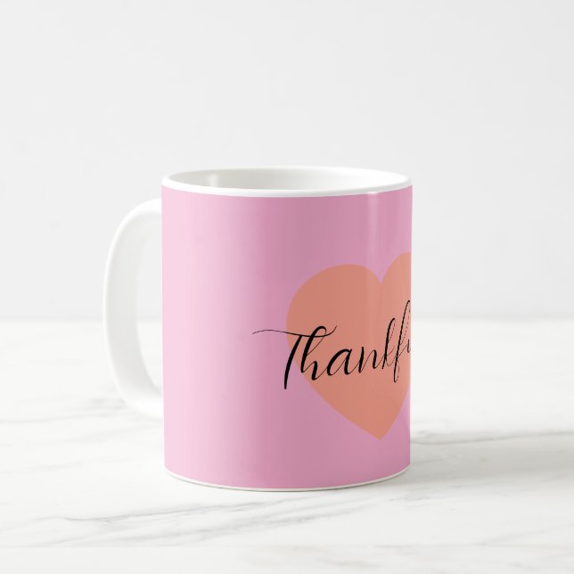 Thankful Heart Mug – Minimal Double Heart Design | Kaffeetasse (Vorderseite Links)