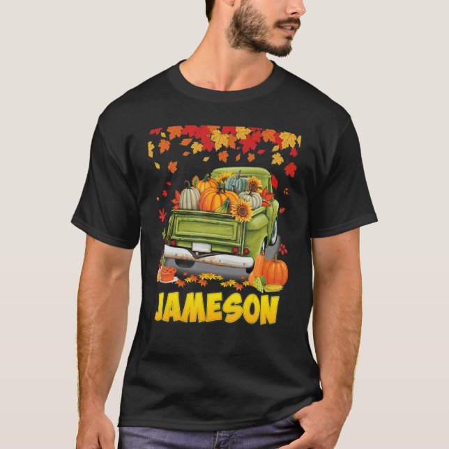 Thankful Jameson Thanksgiving Pumpkin Truck Fall T T-Shirt (Vorderseite)