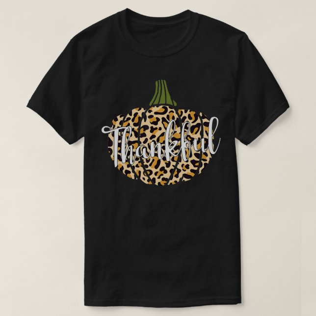 Thankful Leopard Pumpkin Woman Thanksgiving Gift M T-Shirt (Design vorne)