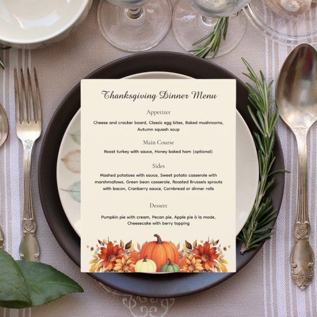 Thankful Message Thanksgiving Dinner Menu (Von Creator hochgeladen)