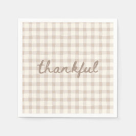 Thankful Neutral Tan Gingham Serviette