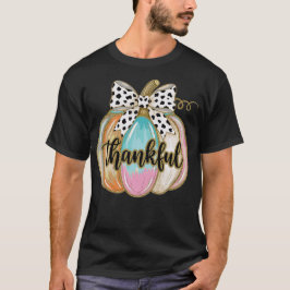 Thankful Pumpkin Coquette Bow Thanksgiving Fall T-Shirt