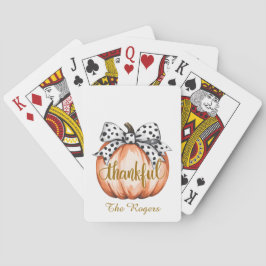 Thankful Pumpkin with Polka Dot Bow Spielkarten