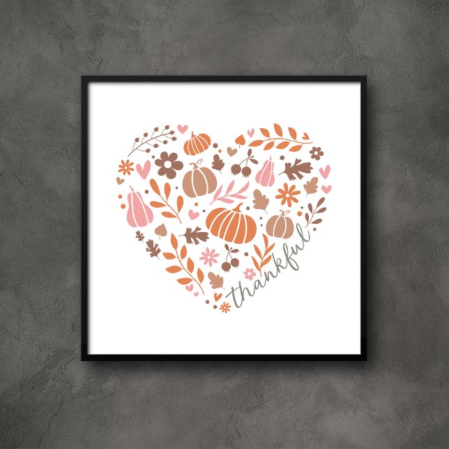 Thankful Seasonal Fall Heart Graphic Poster (Von Creator hochgeladen)