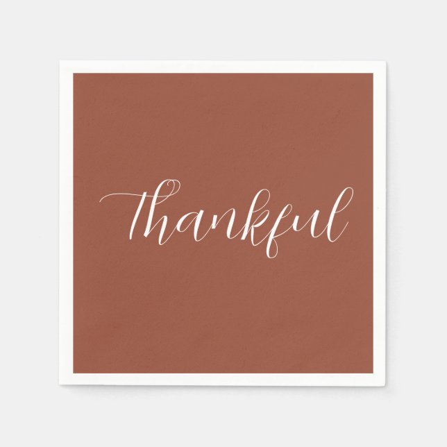 Thankful Simple Modern Thanksgiving Terracotta  Serviette (Vorderseite)