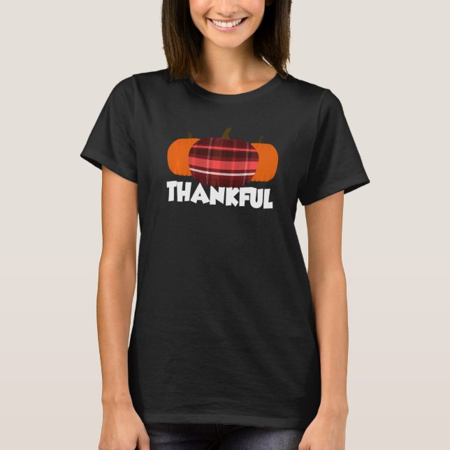 Thankful Thanksgiving Pumpkin Flannel   T-Shirt (Vorderseite)