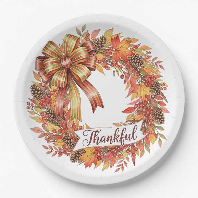 Thankful Wreath Pappteller (Vorderseite)