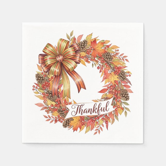 Thankful Wreath Serviette (Vorderseite)