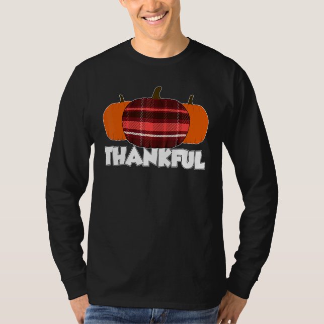 Thankfull Thanksgiving Pumpkin Flannel T-Shirt (Vorderseite)