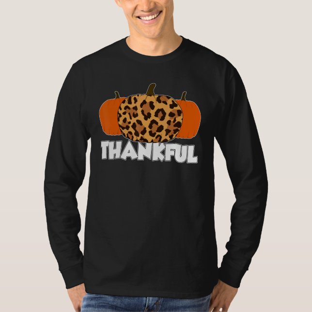 Thankfull Thanksgiving Pumpkin Leopard T-Shirt (Vorderseite)