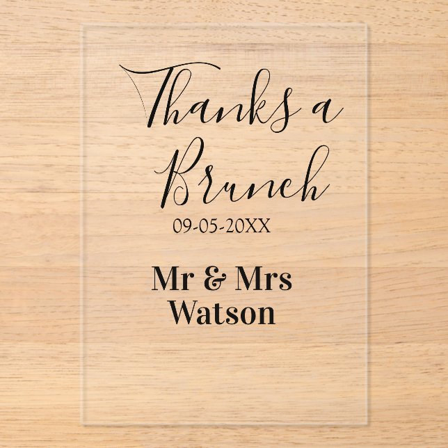 Thanks a brunch post wedding name date simple  acryleinladungen (Vorderseite)
