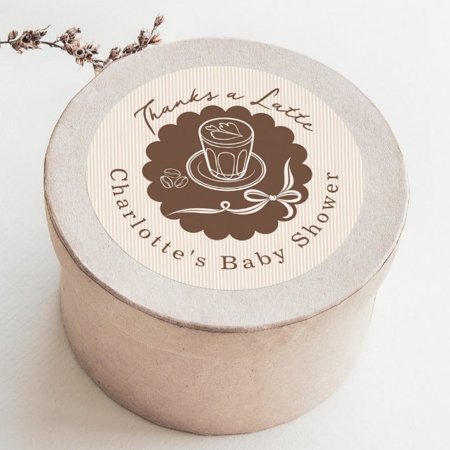 Thanks A Latte Cafe Bebe Coffee Bow Baby Shower Runder Aufkleber (Von Creator hochgeladen)
