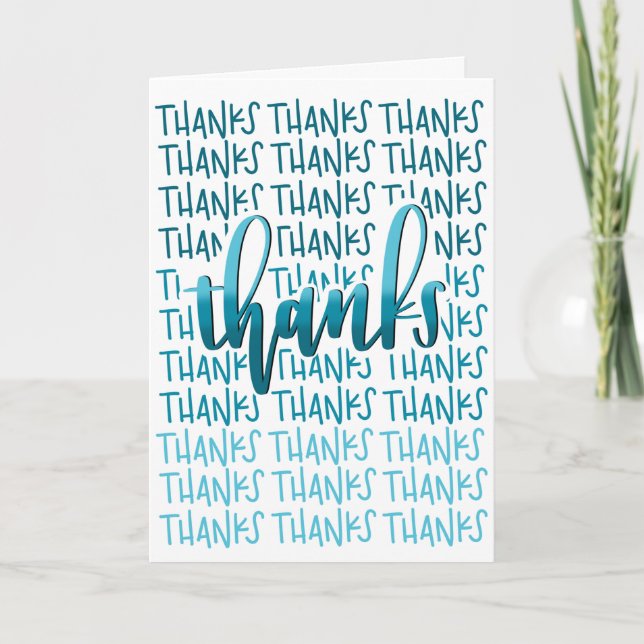 Thanks A Lot! - Thank You Card - Blue Calligraphy Dankeskarte (Vorderseite)