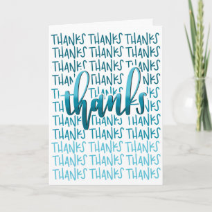 Thanks A Lot! - Thank You Card - Blue Calligraphy Dankeskarte