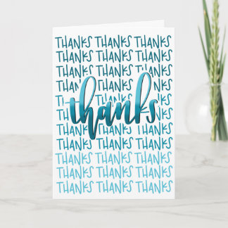 Thanks A Lot! - Thank You Card - Blue Calligraphy Dankeskarte