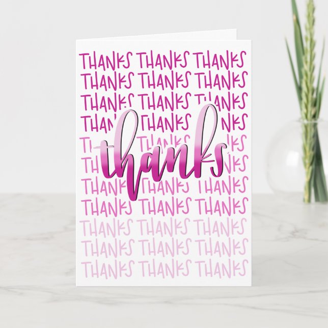 Thanks A Lot! - Thank You Card - Pink Calligraphy Dankeskarte (Vorderseite)
