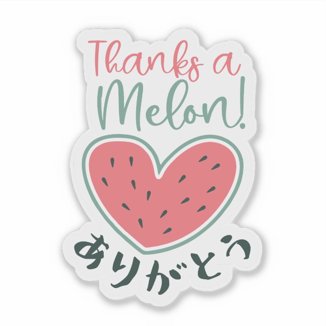 Thanks a Melon Kawaii Heart Watermelon Japanese Aufkleber (Vorderseite)