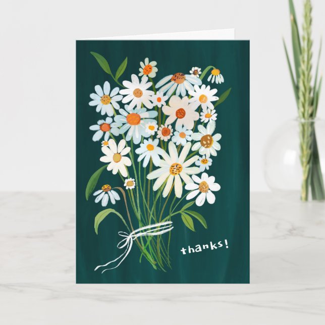 THANKS Daisy Bouquet Handpainted Gouache  Karte (Vorderseite)
