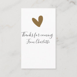 thanks for coming add name text message gold heart visitenkarte