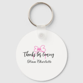 thanks for coming add name text message pink bow f schlüsselanhänger