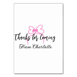 thanks for coming add name text message pink bow f tischnummer