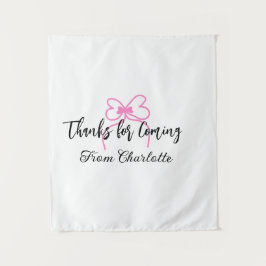 thanks for coming add name text message pink bow f wandteppich