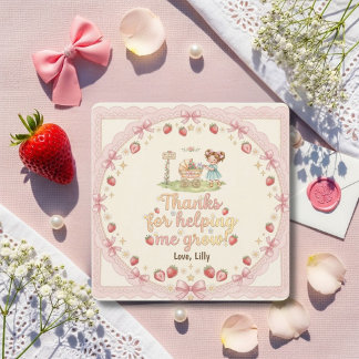 Thanks For Helping Me Grow Brunette Strawberry Dankeskarte