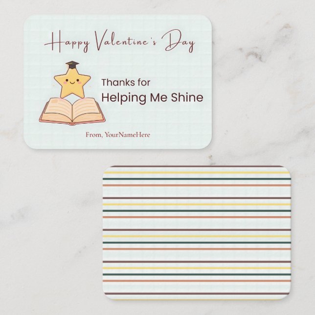 Thanks for Helping Me Shine Teacher Card Mitteilungskarte (Vorne/Hinten)