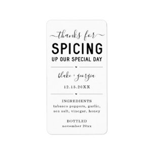 Thanks for Spicing Up Our Special Day Sauce Label Adressaufkleber