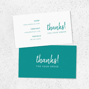 Thanks for your Order   Teal Business Insert Card Visitenkarte
