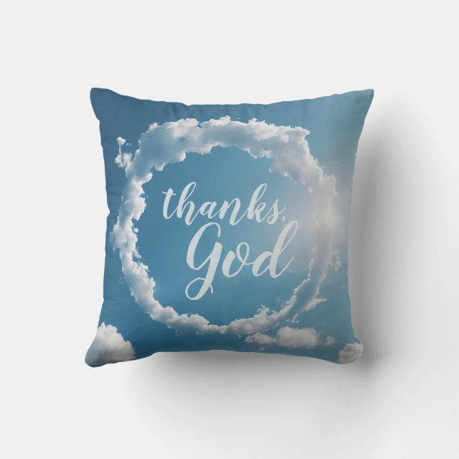 Thanks, God Clouds Photography Blue Throw Pillow Kissen (Rückseite)