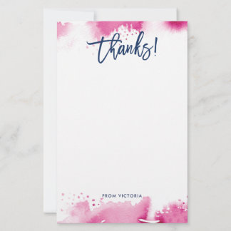 THANKS NOTE modern lettered dark pink watercolor Briefpapier