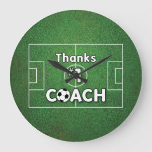 Thanks Soccer Coach Grass Field Große Wanduhr