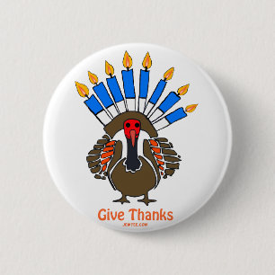 Thanksanukkah Thanksgivukkah Truthahn menorah Button