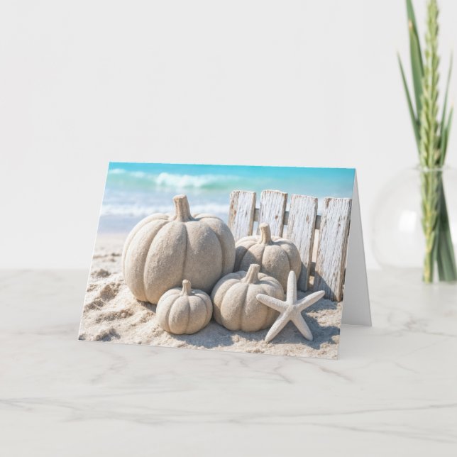 Thanksgiving Beach Sand Pumpkins Karte (Vorderseite)