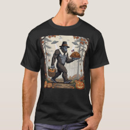 Thanksgiving Bigfoot UFO Funny Sasquatch Turkey T-Shirt