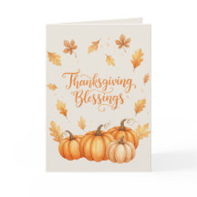 Thanksgiving Blessings Card – Cozy Autumn Watercol