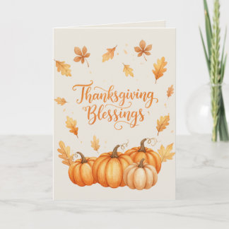 Thanksgiving Blessings Card – Cozy Autumn Watercol Karte