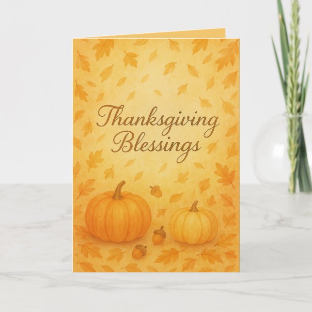 Thanksgiving Blessings Card – Cozy Fall Watercolor Karte (Vorderseite)