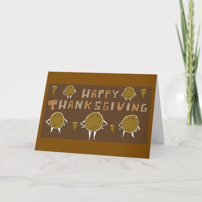 Thanksgiving Cartoon Pumpkin Pie Karte (Vorderseite)