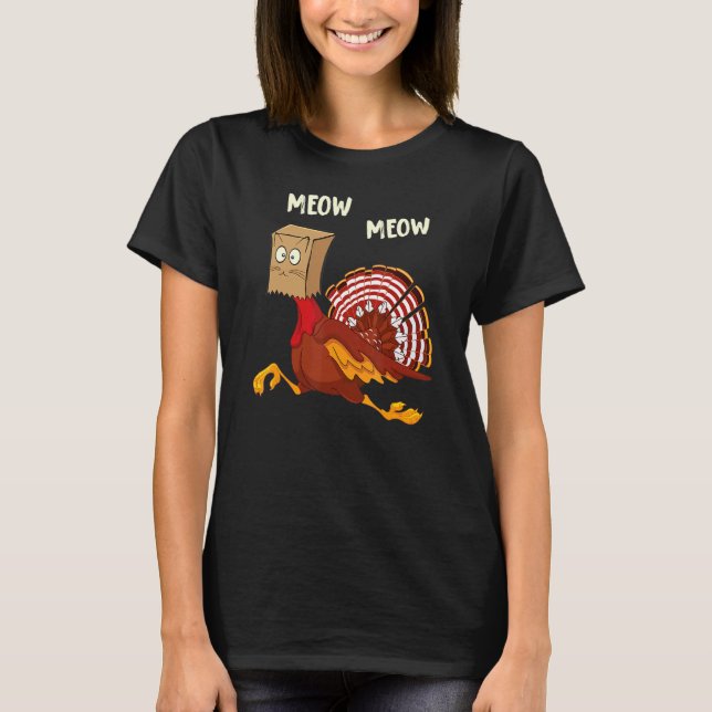Thanksgiving Cat  Fake Cat Meow Thanksgiving Turke T-Shirt (Vorderseite)
