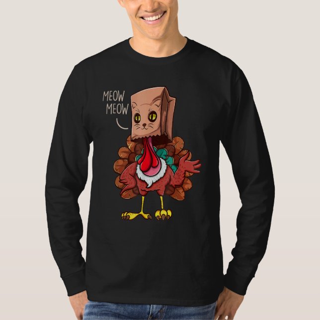 Thanksgiving Cat  Fake Cat Meow Thanksgiving Turke T-Shirt (Vorderseite)