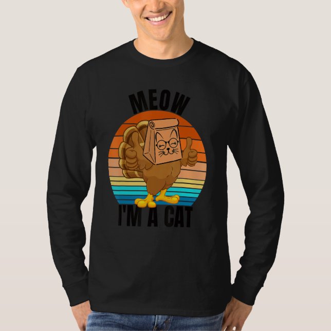 Thanksgiving Cat  Fake Cat Meow Thanksgiving Turke T-Shirt (Vorderseite)