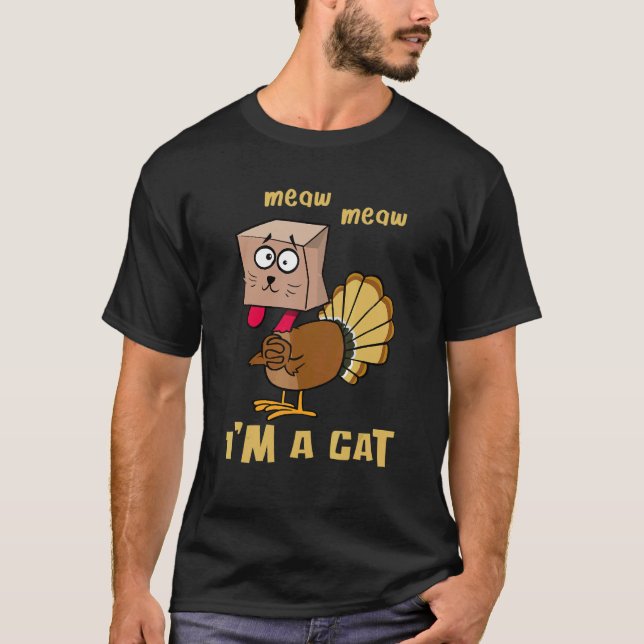 Thanksgiving Cat  Fake Cat Meow Thanksgiving Turke T-Shirt (Vorderseite)