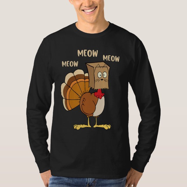 Thanksgiving Cat  Fake Cat Meow Thanksgiving Turke T-Shirt (Vorderseite)