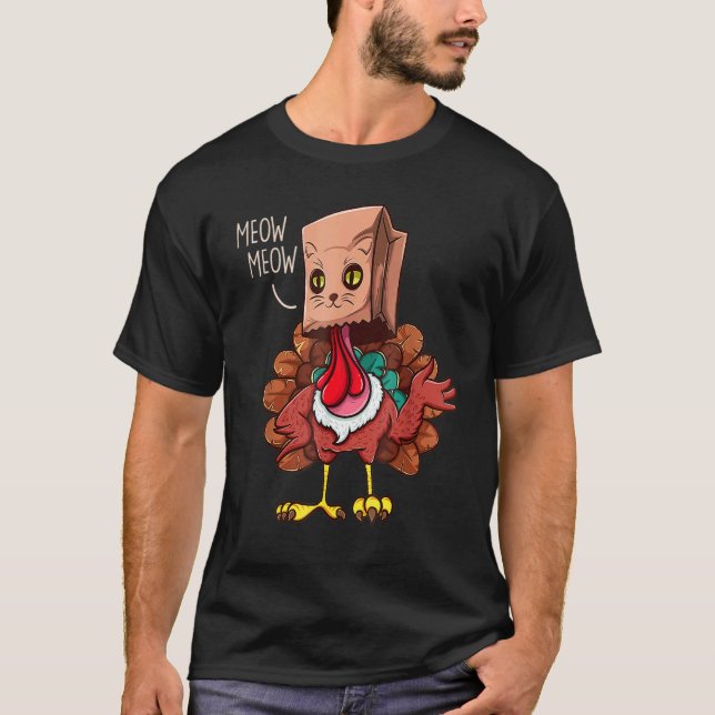 Thanksgiving Cat  Fake Cat Meow Thanksgiving Turke T-Shirt (Vorderseite)